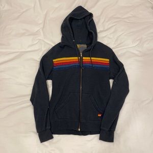 5 stripe charcoal zip up hoodie from aviator nation